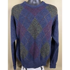 Vtg Christopher Hayes Shetland Wool Argyle Sweater L Preppy Old Money Grampacor
